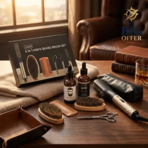 طقم العناية باللحية من Vasso | أدوات تهذيب + زيت وسيروم لمظهر جذاب