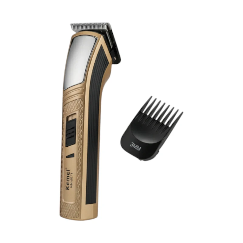 ماكينة حلاقة كهربائية Kemei KM-3217 – تصميم ذهبي فاخر ومشط 3MM