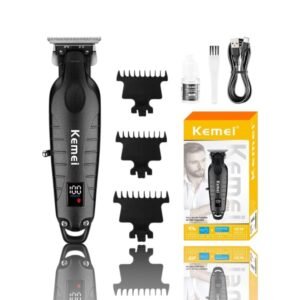 ماكينة حلاقة كهربائية Kemei بشاشة رقمية مع أمشاط متعددة وزيت وفرشاة تنظيف