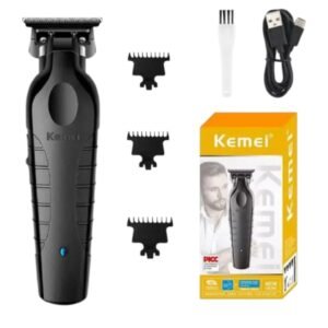 ماكينة حلاقة Kemei بشاشة رقمية مع أمشاط متعددة، زيت، فرشاة تنظيف، وكابل USB