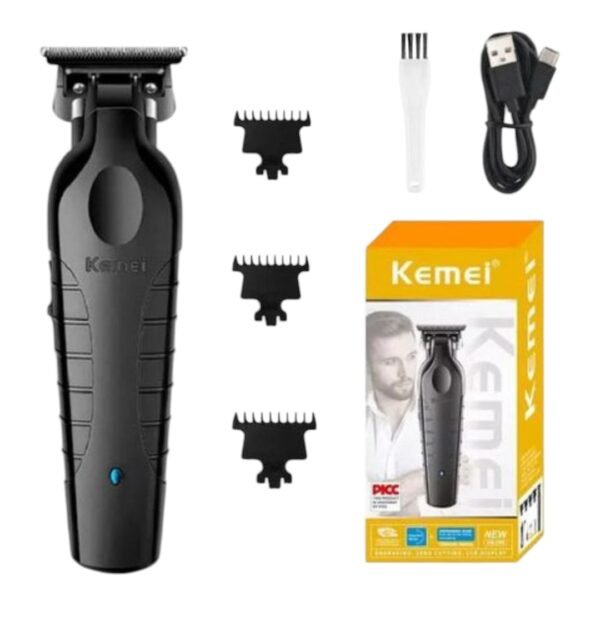 ماكينة حلاقة Kemei بشاشة رقمية مع أمشاط متعددة، زيت، فرشاة تنظيف، وكابل USB