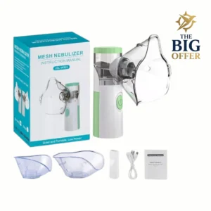 جهاز تبخير محمول لعلاج الربو – نيبولايزر للأطفال والكبار مع ماسك شفاف وقطع متعددة – تبخير علاجي منزلي لمشاكل التنفس