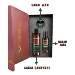 طقم VASSO Hipster Viking للعناية الرجولية يحتوي على شامبو، زيت لحية، وبلسم بتصميم فايكنغ مميز