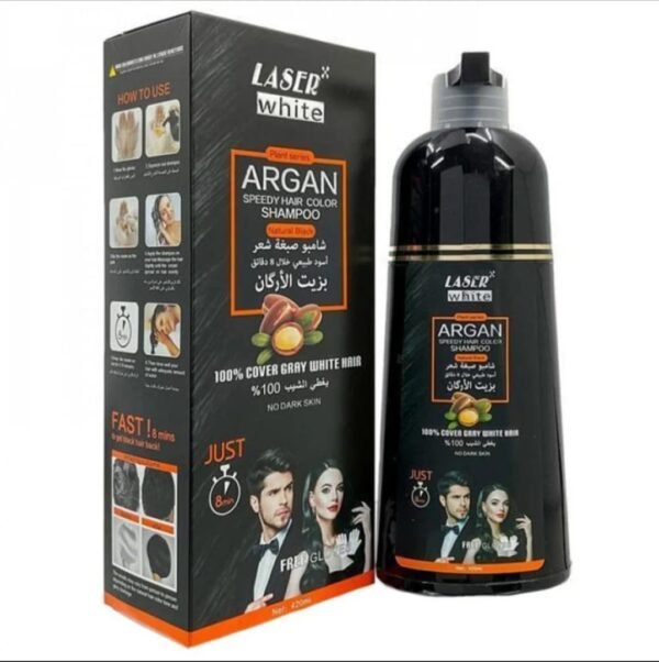 شامبو ARGAN الأسود لتغطية الشيب بسرعة بدون اسمرار البشرة