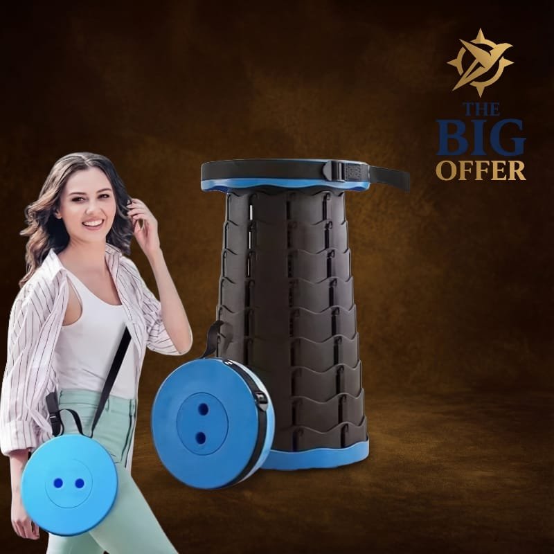 كرسي متنقل قابل للطي يمكن حمله على الكتف، مثالي للسفر والرحلات والمناسبات الخارجية