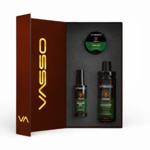 مجموعة العناية الرجالية الفاخرة من VASSO | شامبو، بلسم، وزيت لحية