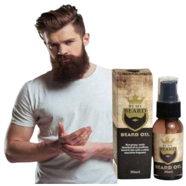 رجل يستخدم زيت لحية By My Beard الإنجليزي الأصلي – 30ml لتنعيم وتغذية اللحية